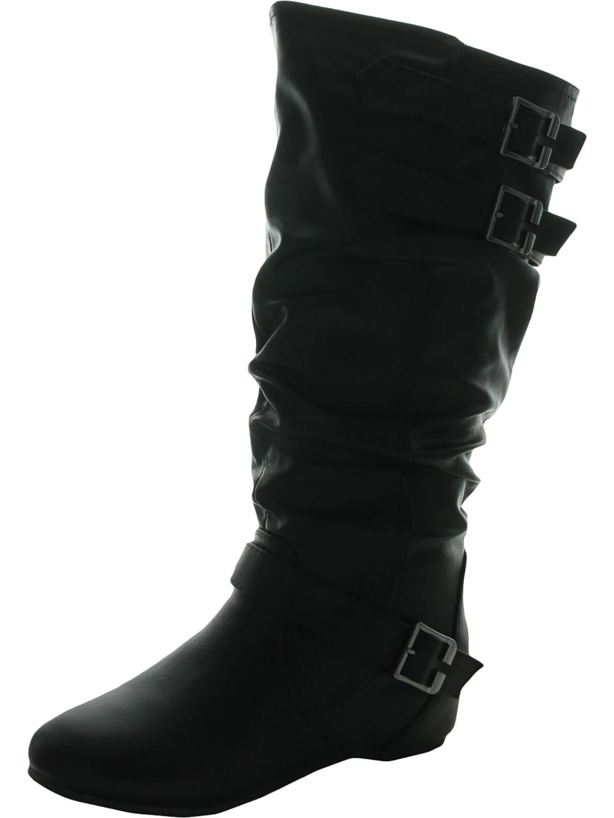 Women's Cammie Buckle Detail Wide Calf Boots - Walmart.com