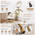 thumbnail image 4 of Ktaxon Office Desk Chair Adjustable Teddy Velvet Computer Task Chair Small Rolling Vanity Stool with Wheels for Study Make-up White, 4 of 10