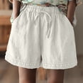 thumbnail image 2 of Timegard Wide Leg Shorts for Women Elastic Waisted Drawstring Lace Bottom Casual Loose Shorts with Pockets, 2 of 4