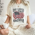 thumbnail image 4 of She Loves Jesus and America Too T-Shirt – Christian Patriotic USA Flag Burst Tee for Women, Faith and Freedom Shirt, 4th of July Religious Graphic Top, 4 of 7