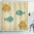 thumbnail image 1 of Ambesonne Fish Shower Curtain, Aquarium Ocean Waves, 69"Wx75"L, Sand Brown Seafoam, 1 of 3