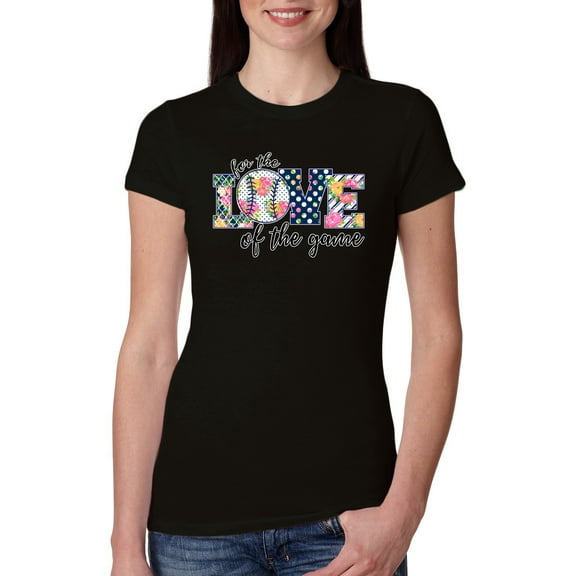 For the Love of the Game Sports Womens Slim Fit Junior Tee, Black, Large