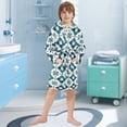 thumbnail image 5 of FORMRS Niños Bathrobe Unisex Hooded Robe Soft Plush Pajamas Sleepwear, Size 2-3T, Blue Mosaic Pattern, 5 of 7