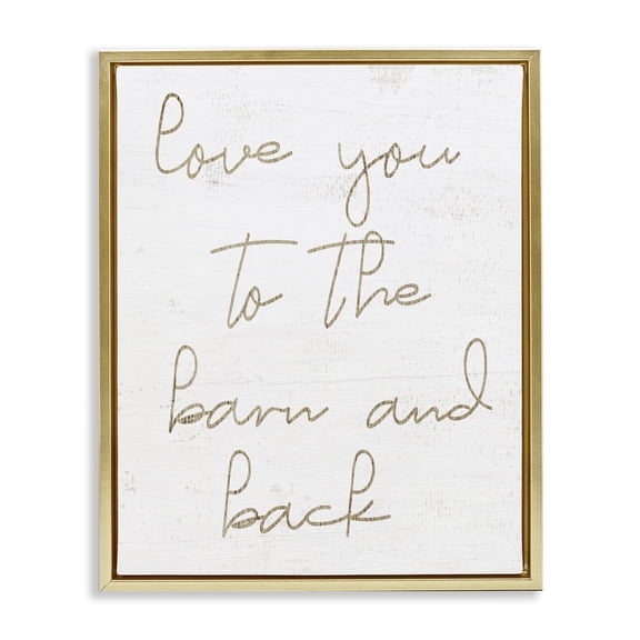 Stupell Industries Rustic Lodge Barn & Back Romance Phrase Gold Floating Frame Canvas Art, 17 x 21, by Lil' Rue
