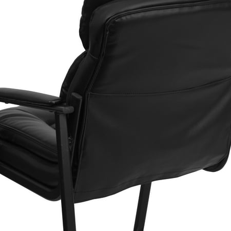 Flash Furniture - Isla  Contemporary Leather/Faux Leather Side Chair - Upholstered - Black LeatherSoft