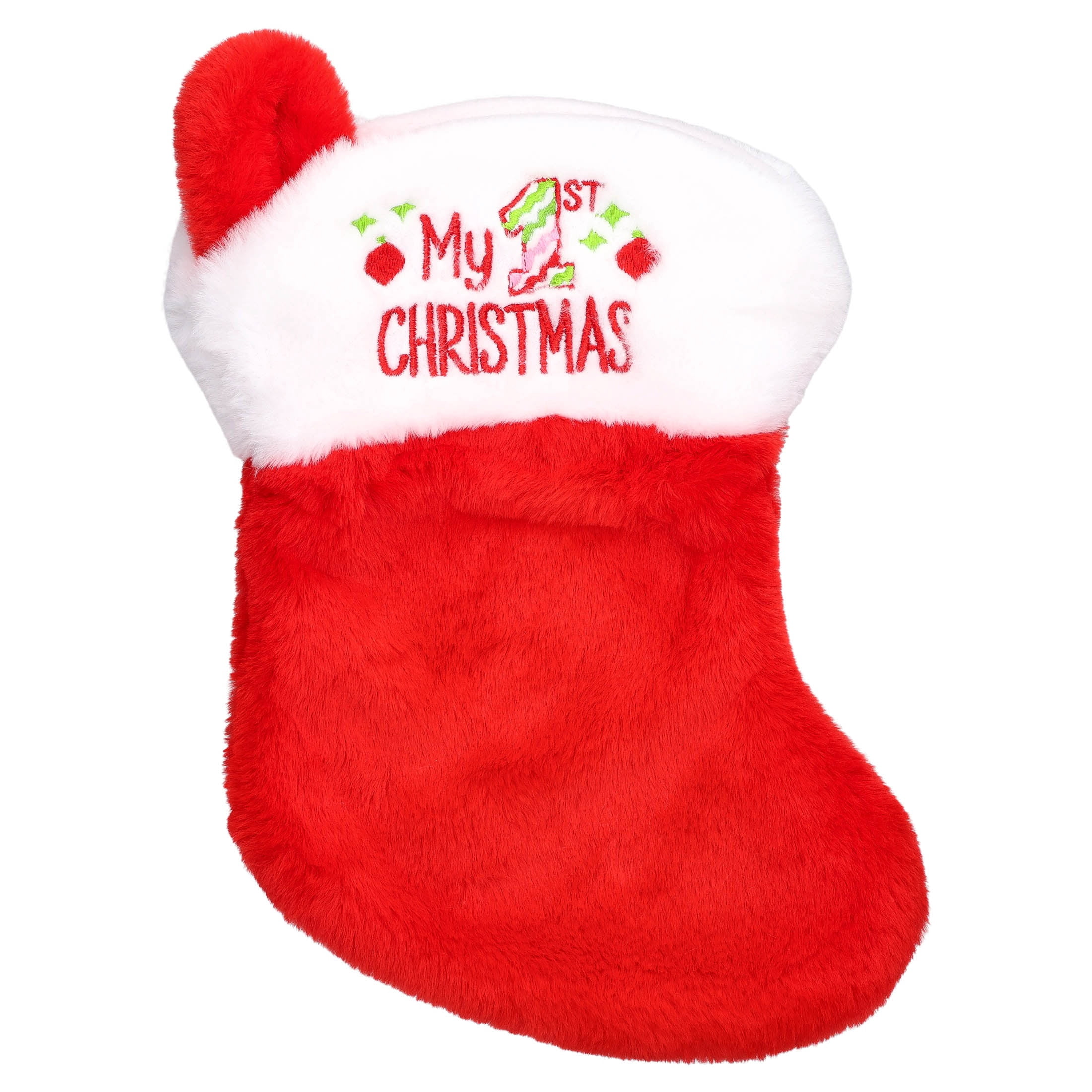My First Christmas Santa Hat and Stocking Set, Red and White, 2 Pieces, by Holiday Time