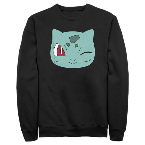 Men's Pokemon Bulbasaur Wink Face Sweatshirt Black Large