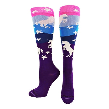Neon Unicorn Over the Calf Socks