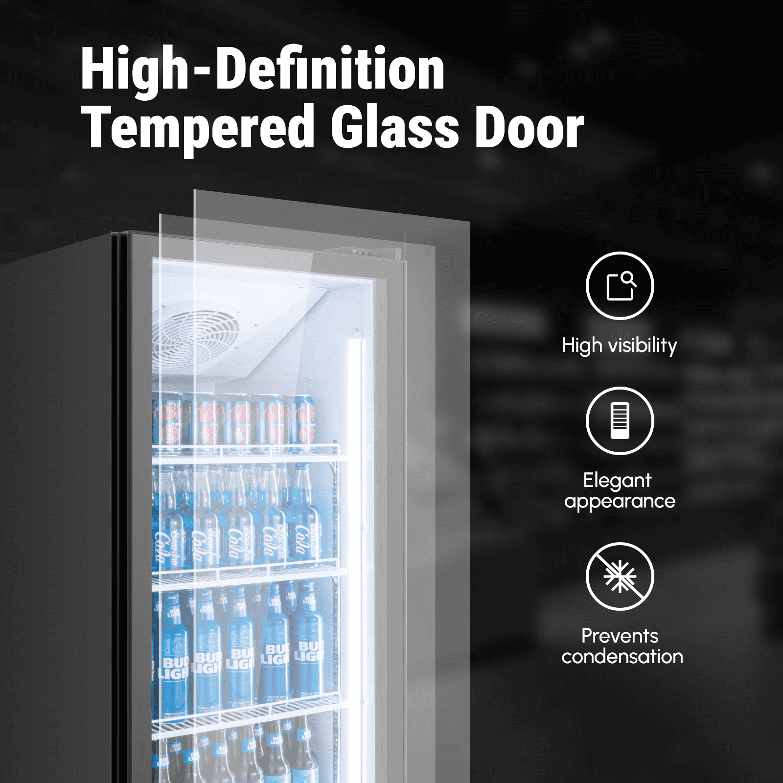 Yeego 12.36 Cu. Ft Commercial Refrigerator,200 Cans Merchandiser Refrigerator with LED Light & Adjustable Shelves