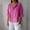 Pink, variant on EchfiProm Summer Women Tops Cotton Linen Brown Comfy 3/4 Sleeve V Neck Classic Fit Button Solid Blouse