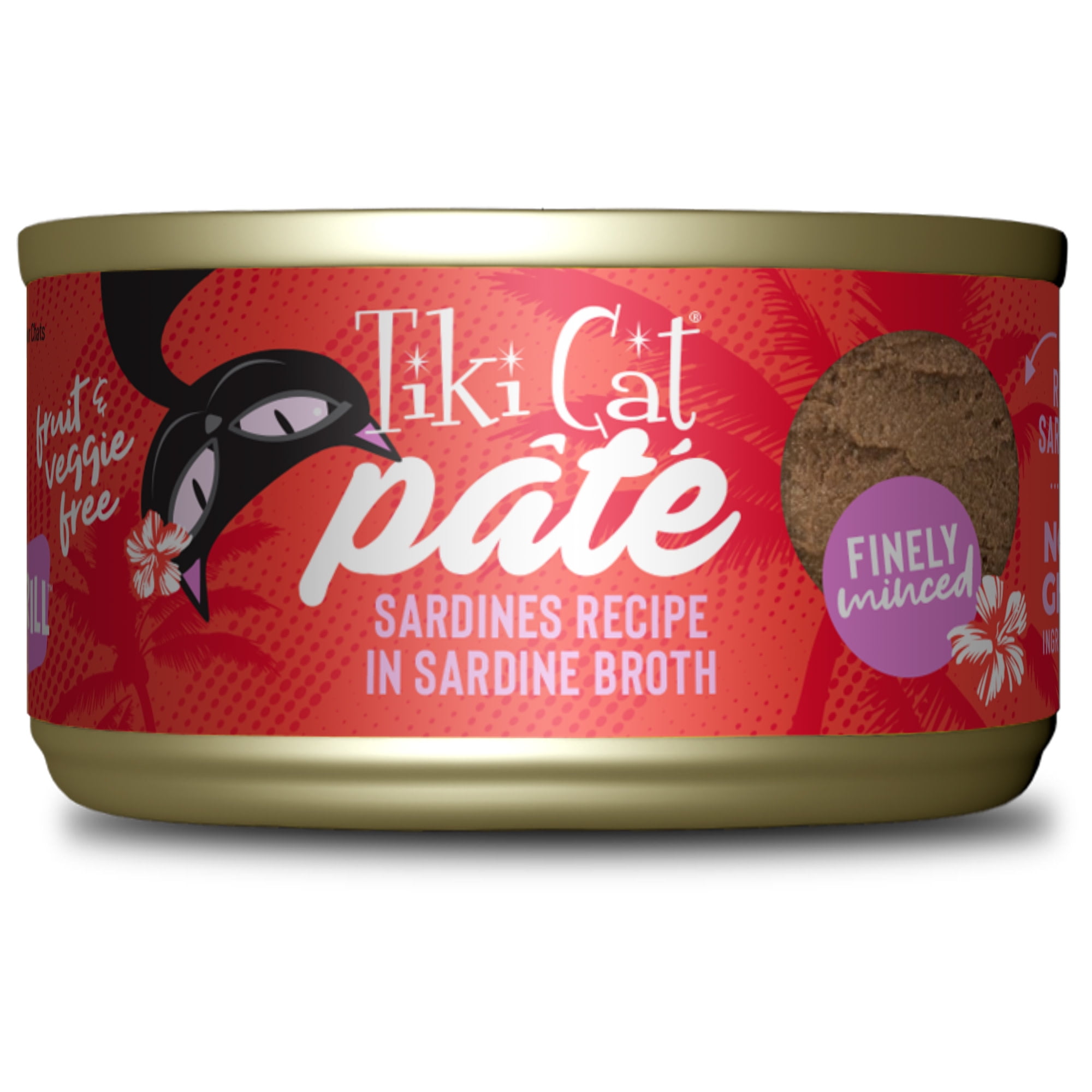 (6 pack) Tiki Cat Grill Pate Wet Cat Food, Sardines, 2.8 oz. Can