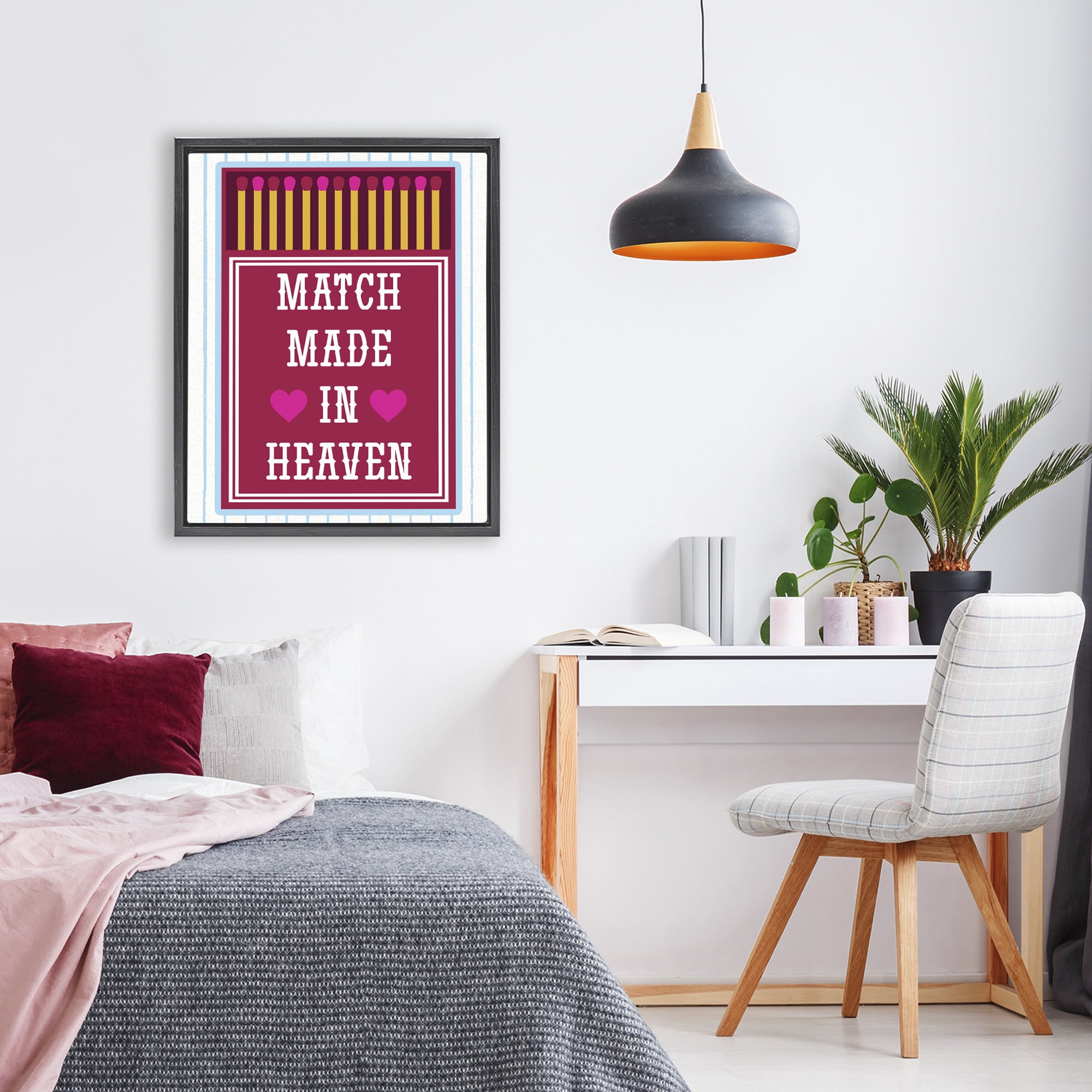 Stupell Industries Vintage Match Made In Heaven Black Framed Floater Canvas Wall Art, design by Lil' Rue