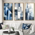 thumbnail image 1 of Designart "Rêves Cubistes Bleu Marine Rétro II" Art Mural Géométrique Moderne Encadré Ensemble de 3 - Ensemble de Toiles Abstraites Bleues pour Décoration de Salon, 1 of 6