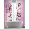 thumbnail image 5 of Sheer Curtains 84 Inches Long 2 Panels, Vintage Country Purple Flowers Rod Pocket Curtain Voile Draperies, Retro Farm Floral on Linen Light Filtering Window Treatment for Living Room Kitchen Bedroom, 5 of 8