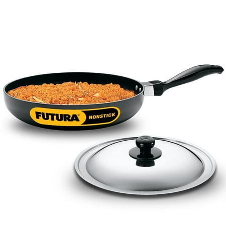 

Futura Frying Pan With Stainless Steel Lid 24 Cm | Non Stick Fry Pan With Stainless Steel Lid Rounded Side Frypan For Easy Stirring Black (NF24RS)