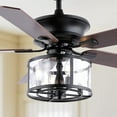 thumbnail image 2 of JONATHAN Y Braxton 52" 4-Light Farmhouse Industrial Iron Drum Shade LED Ceiling Fan With Remote, Black/Clear, 2 of 9