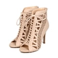 thumbnail image 5 of Wild Diva EG89 Women Leatherette Peep Toe Slit Lace Up Sandal Bootie, 5 of 5