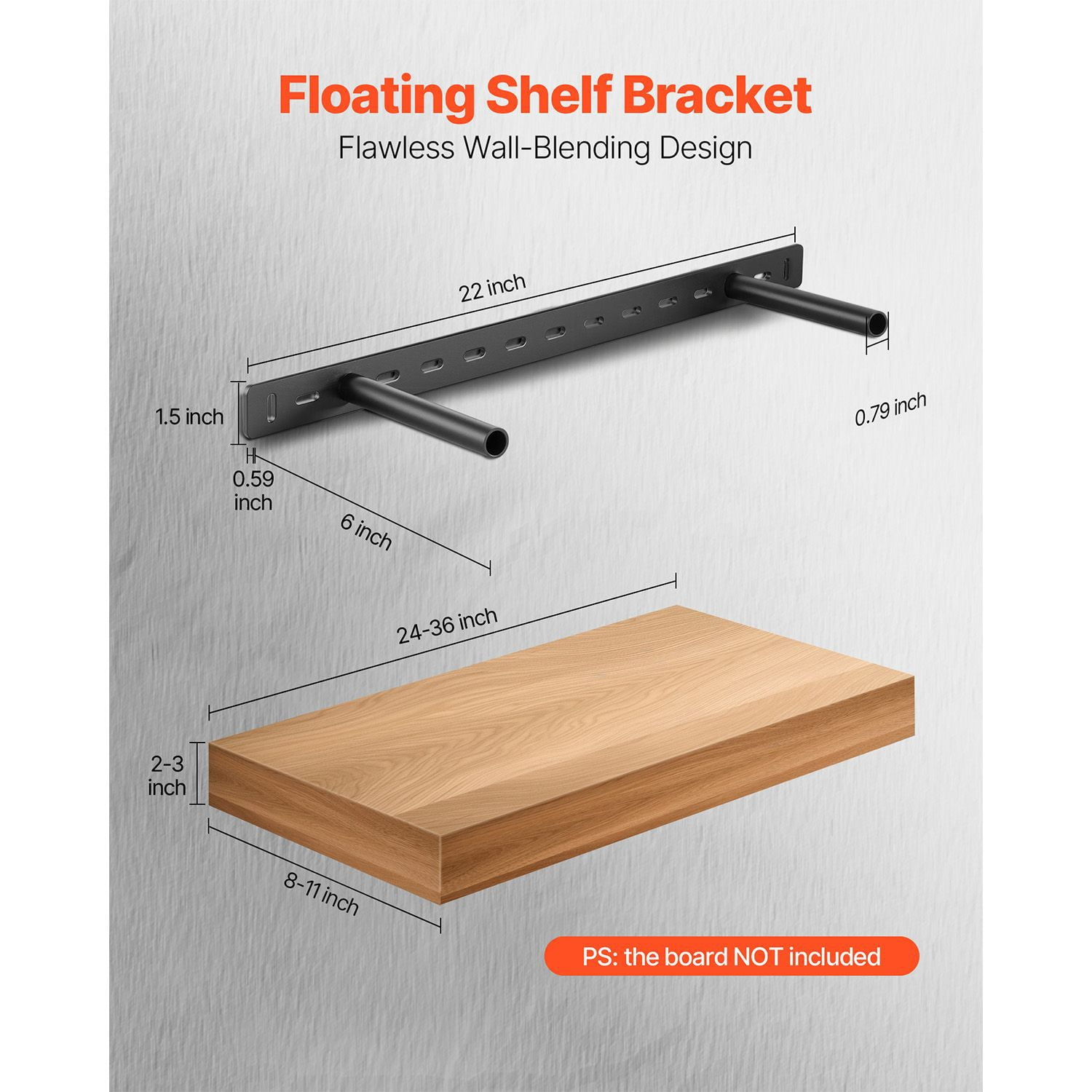 Heavy-Duty Floating Shelf Brackets 150 lbs Capacity, Concealed Design, Rust-Resistant Steel, Hidden Wall Support for Living Room Kitchen Office