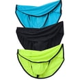 thumbnail image 2 of TANBOM Men's Sexy Thong Underpants Nylon Briefs Pack Cyan/Fluorescent Green/Black M 3-Pack, 2 of 6