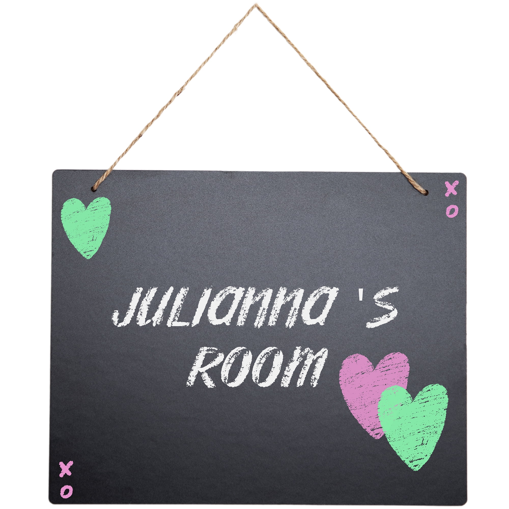 Hello Hobby Rectangle Wood MDF Chalkboard Sign with Jute Hanger, 8 x 10 inches
