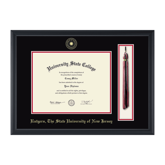 Framerly - Rutgers Tassel Diploma Frame with Black and Red Mat
