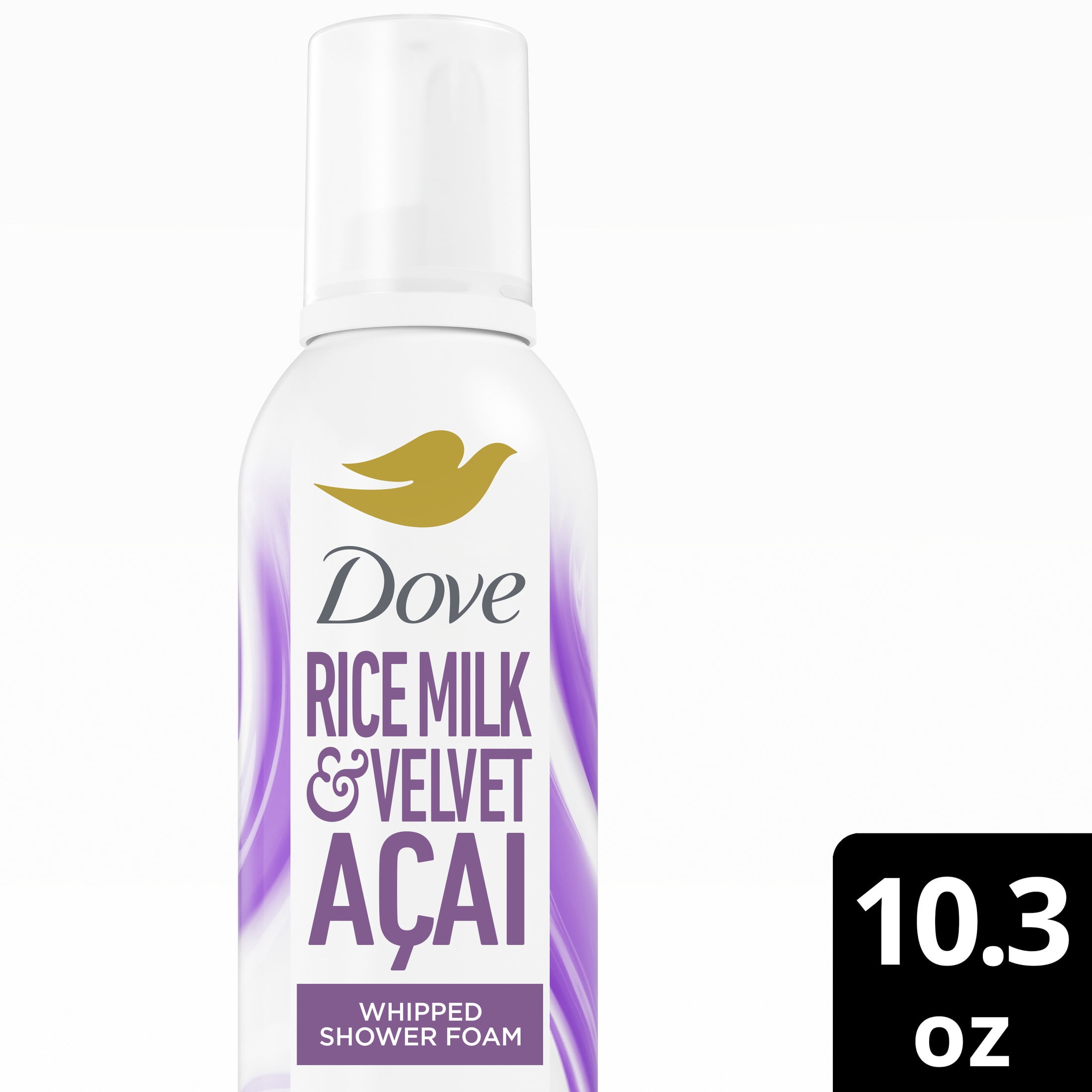 Dove Whipped Shower Foam Rice Milk & Velvet Acai, 10.3oz