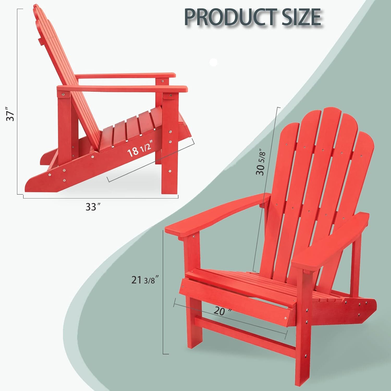 GONICHA Adirondack Chair,All-Weather Poly Lumber Fire Pit Chair for Patio Garden,Red