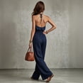 thumbnail image 4 of Stralyhd Wide Leg Jumpsuits for Women Linen Sleeveless Jumpsuit Casual Button Down Jumpsuits Summer V Neck Overalls with Pockets Navy L, 4 of 4
