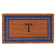 thumbnail image 1 of Calloway Mills 152971830T 18 x 30 in. Blue Border Monogram Rectangular Doormat, Natural - Letter T, 1 of 1