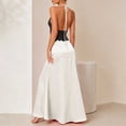 thumbnail image 5 of Aimik Women's Satin Lace Maxi Dress Summer Halter Deep V Solid Color Maxi Dress Silky Formal Tunic Evening Long Gown, 5 of 5