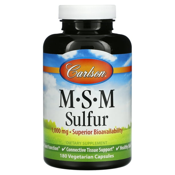 MSM Sulfur, 1,000 mg, 180 Vegetarian Capsules, Carlson