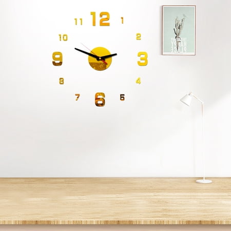 GOOHOCHY Golden Frameless Wall Clock Decorative Acrylic for Modern Home Office and Classroom Decoration 12 Inch