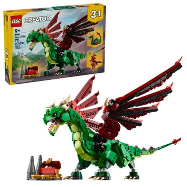 LEGO Creator 3 in 1 Medieval Dragon Toy - Building Toy with 3 Build Options, Dragon, Sea Serpent, or Phoenix - Fantasy Set for Kids, Boys and Girls, Ages 9  - Gift Idea for Birthdays - 31161