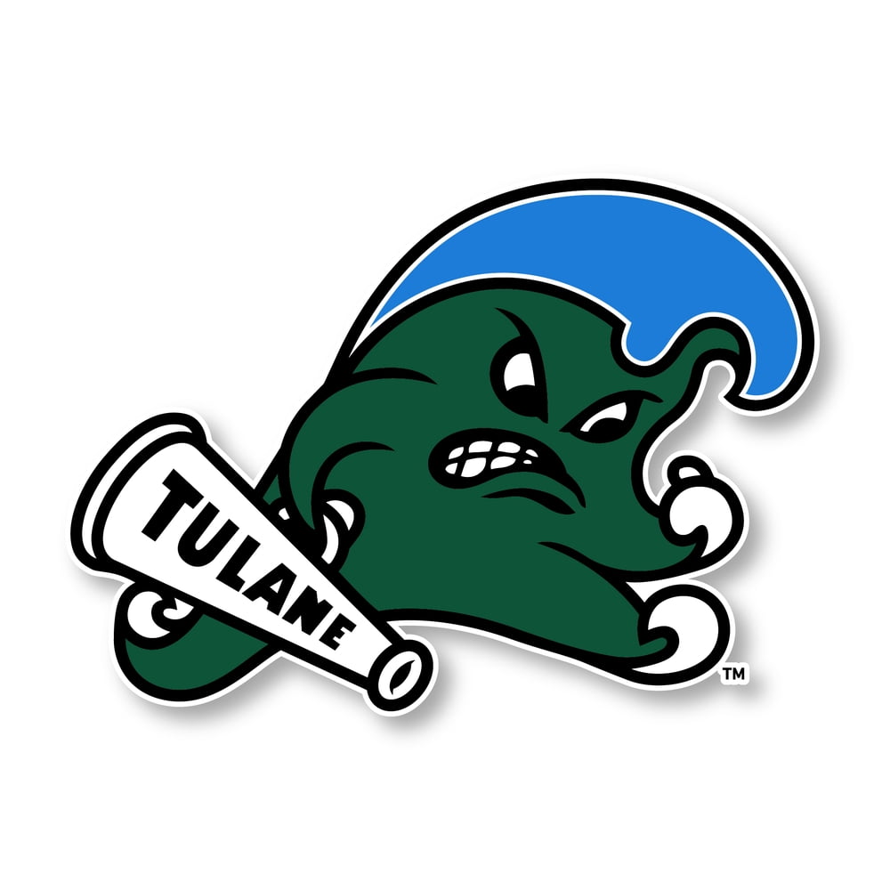 Tulane University Green Wave 4 Inch Vinyl Mascot Decal Sticker 4 Pack