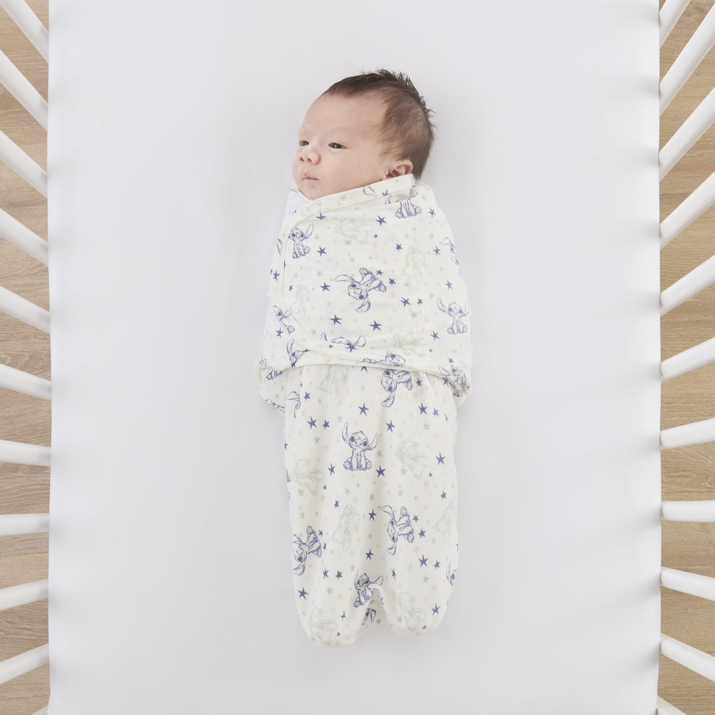 Disney Stitch Adjustable Swaddle Wrap, Blue, infant Boy, Cotton