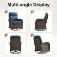 thumbnail image 5 of POCASSY 3 Piece Patio Set Outdoor Wicker Glider Rocking Swivel Chairs with 6-inch Thick Cushions - High Back Patio Wicker Furniture Set for Porch Balcony in Blue Cushion, 5 of 13