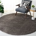 thumbnail image 3 of SAFAVIEH Madrid Miah Solid Polyester Shag Area Rug, Charcoal, 6'7" x 6'7" Round, 3 of 8