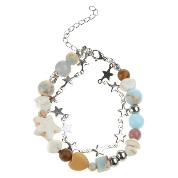 Double Layer Star Bracelets Fashion Beaded Bangle for Women Vintage Aesthetic Charm Adjustable Chain Jewelry
