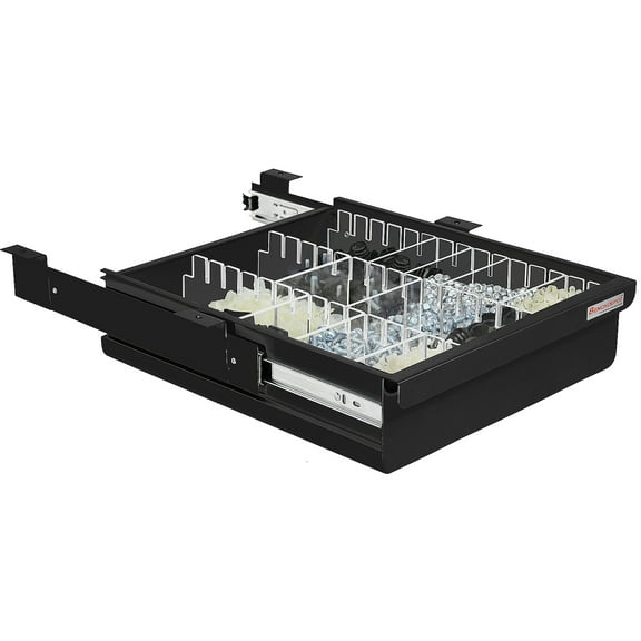 Steel Drawer 4" High with Partitions and Full Ball Bearing Suspension - 2"High x 14.5" Wide x 17" Length - Black
