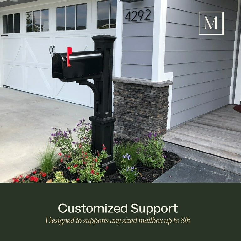 Mayne Newport Plus Single Arm Mail Post - Black, Outside Mounting