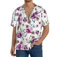 thumbnail image 3 of Haiem Violets Flowers Men's Casual Shirts Short Sleeve Button Down Shirts Fashion Textured Summer Beach Shirt-Large, 3 of 7