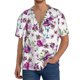 thumbnail image 1 of Fotbe Violets Flowers Camisa Estampada de Manga Corta para Hombre, Casual de Verano, Estilo Playero, Sin Arrugas-Large, 1 of 5
