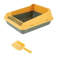 thumbnail image 1 of Arenero para gatos abierto por arriba, arenero para gatos con laterales altos y entrada baja, protección contra salpicaduras, arenero para gatos extra S Verde Amarillo, 1 of 8