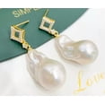 thumbnail image 5 of K-KED Natural 12-13mm White Edison Pearl Earrings 925S Gold Plated Earrings-Earrings-Gold, 5 of 9
