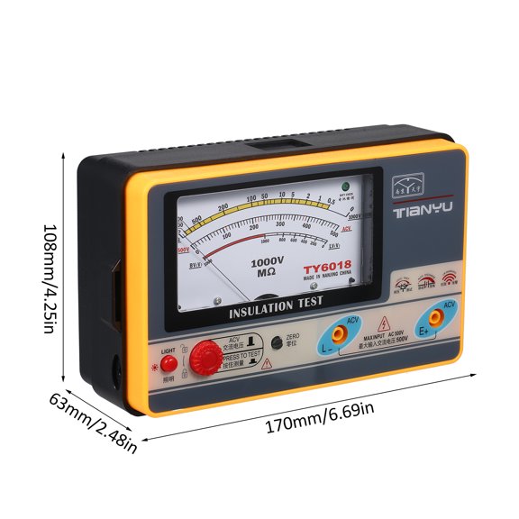 Megger Aislamiente Resistencia Medidor Digital Ohmímetro Tester de Aislamiente Hommévolo MegáMetro 0-2000 Milliohm 1000V Alto PrecisioN Instrumento de Medicióe de Aislamiente