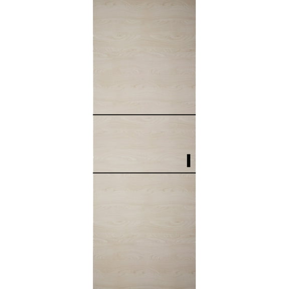 Hidden Barn | Planum 0014 Natural Veneer | Sturdy Finished Flush Modern Doors | Magic Concealed Sliding Set 24" x 80"