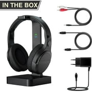 Wireless headphones for TV, TV headphones wireless over-ear, wireless headphones with 2.4GHz digital transmitter, no delay, TV wireless headphones with charging station, plug and play