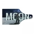 thumbnail image 1 of Outer Space Cutting Board, Miniature Toy Astronaut on the Foreground of Giant Moon Big Bang Mars Print, Decorative Tempered Glass Cutting and Serving Board, Wine Bottle Shape, Grey Blue, by Ambesonne, 1 of 1