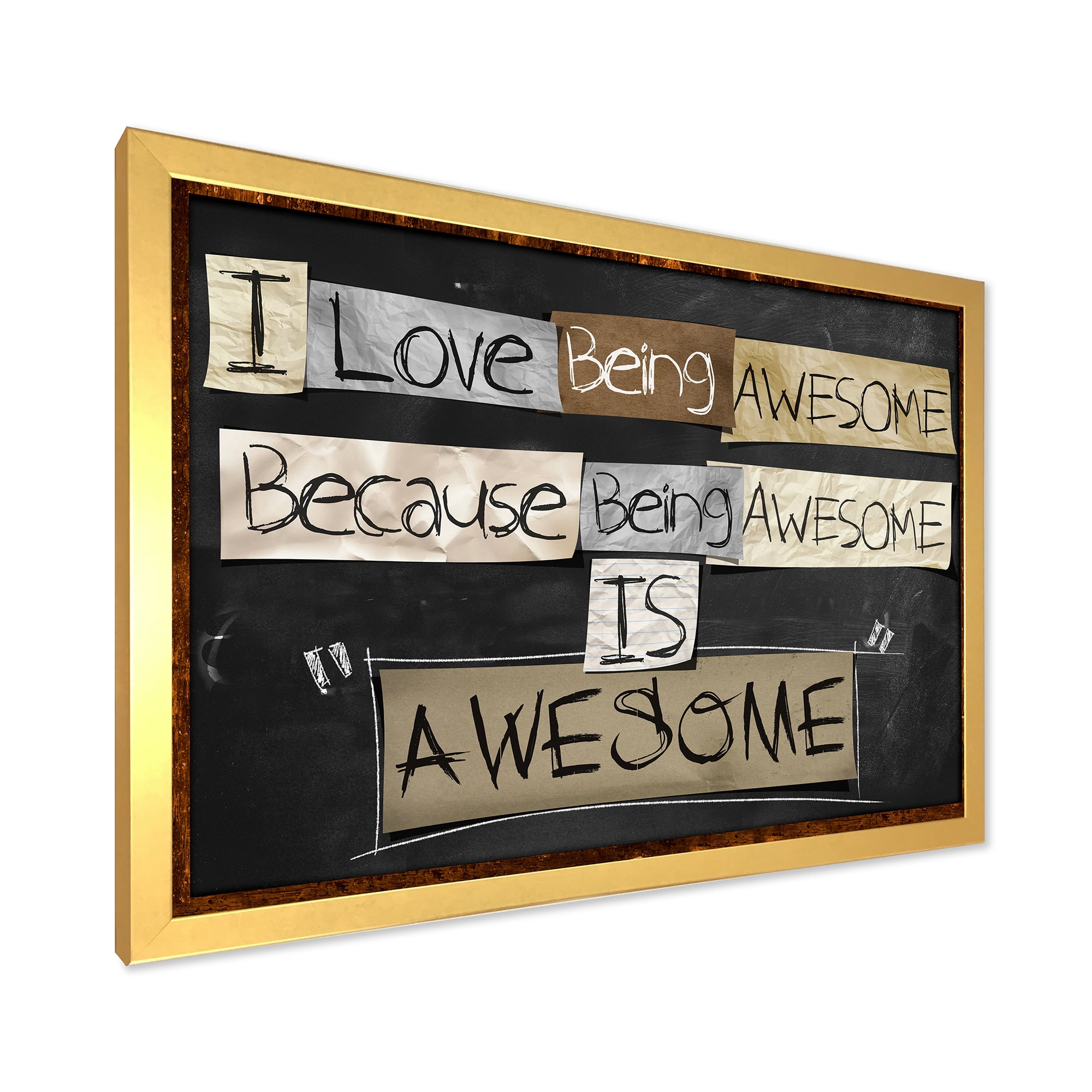 Designart 'I Love Being Awesome School Quotes' Rustic Framed Art Print