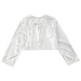 thumbnail image 4 of YONGHS Kids Grils Boys Shiny Dance Crop Tops Long Sleeve Athletic Sports Shirts Tee Silver 3-4, 4 of 7